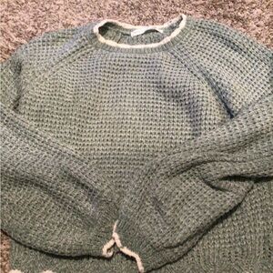 Altar'd State Sage and Cream Knit Sweater